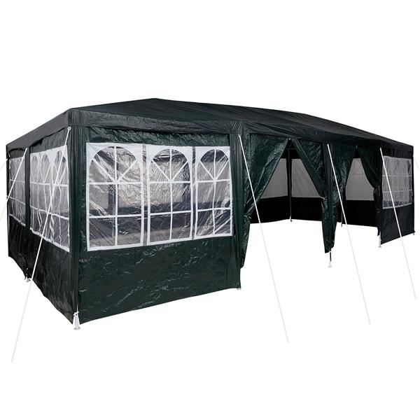 Grote foto vidaxl partytent met 12 zijwanden groen 8x4 m pe tuin en terras overige tuin en terras