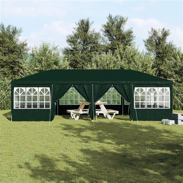 Grote foto vidaxl partytent met 12 zijwanden groen 8x4 m pe tuin en terras overige tuin en terras