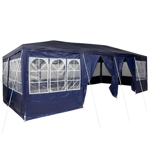 Grote foto vidaxl partytent met 12 zijwanden blauw 8x4 m pe tuin en terras overige tuin en terras