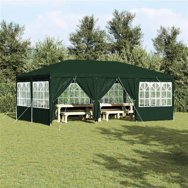 Grote foto vidaxl partytent met 10 zijkanten groen 6x4 m pe tuin en terras overige tuin en terras