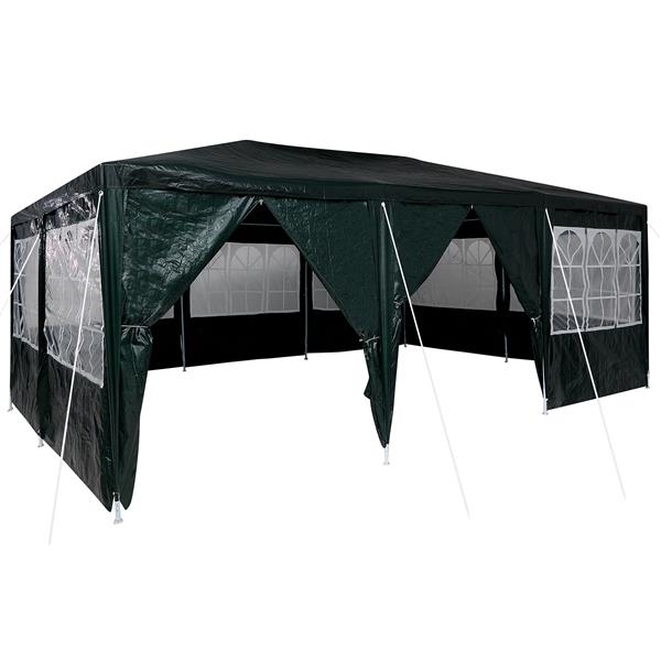 Grote foto vidaxl partytent met 10 zijkanten groen 6x4 m pe tuin en terras overige tuin en terras