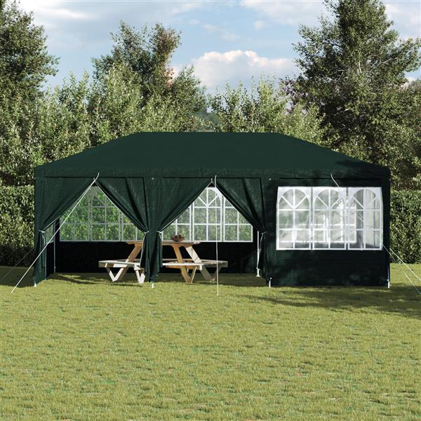 Grote foto vidaxl partytent met 10 zijkanten groen 6x4 m pe tuin en terras overige tuin en terras