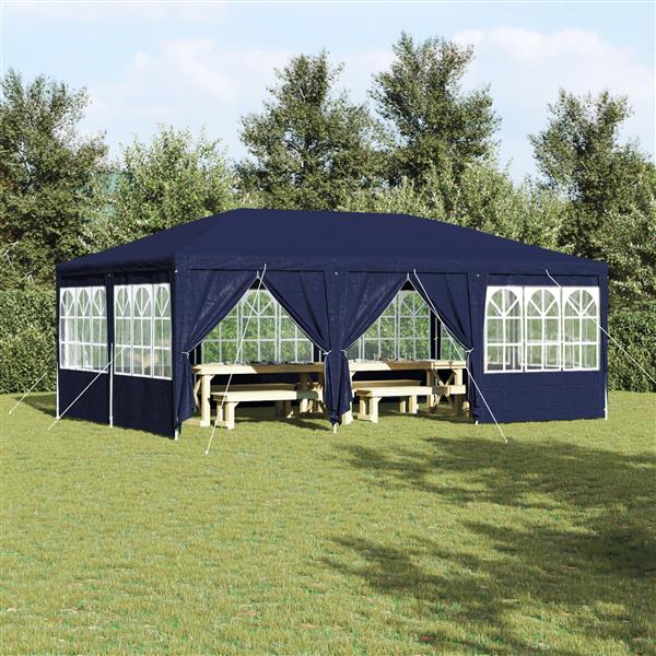 Grote foto vidaxl partytent met 10 zijwanden blauw 6x4 m pe tuin en terras overige tuin en terras
