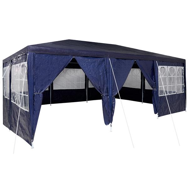 Grote foto vidaxl partytent met 10 zijwanden blauw 6x4 m pe tuin en terras overige tuin en terras