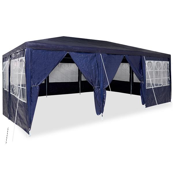 Grote foto vidaxl partytent met 10 zijwanden blauw 6x4 m pe tuin en terras overige tuin en terras