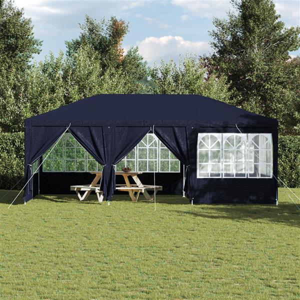 Grote foto vidaxl partytent met 10 zijwanden blauw 6x4 m pe tuin en terras overige tuin en terras