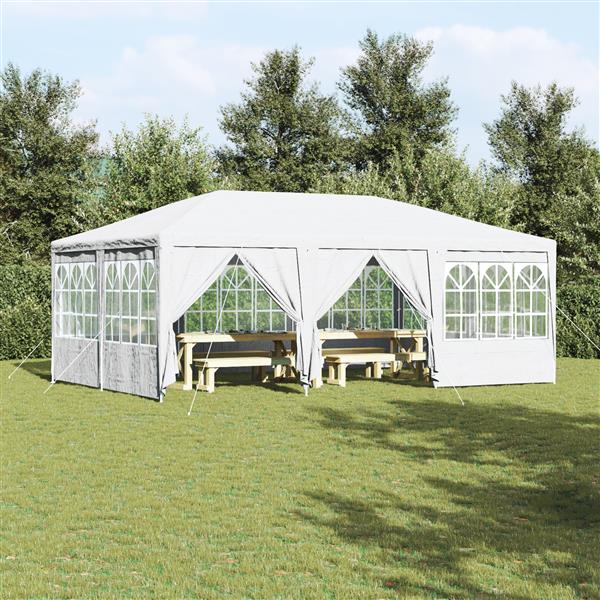 Grote foto vidaxl partytent met 10 zijkanten wit 6x4 m pe tuin en terras overige tuin en terras