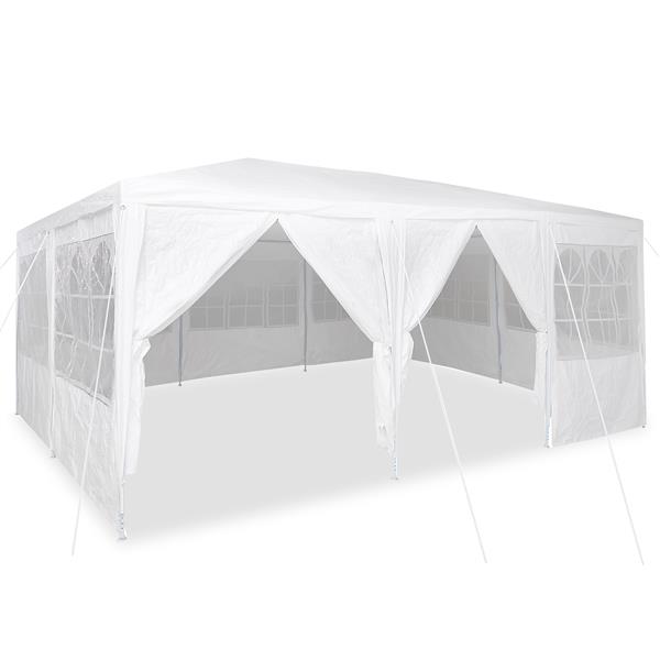 Grote foto vidaxl partytent met 10 zijkanten wit 6x4 m pe tuin en terras overige tuin en terras
