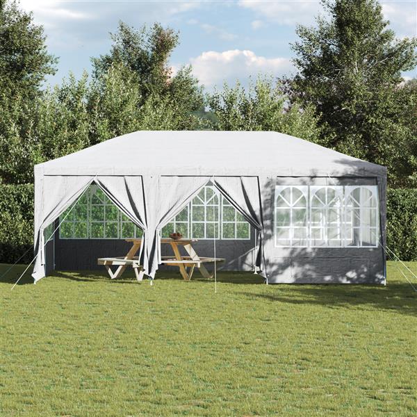 Grote foto vidaxl partytent met 10 zijkanten wit 6x4 m pe tuin en terras overige tuin en terras