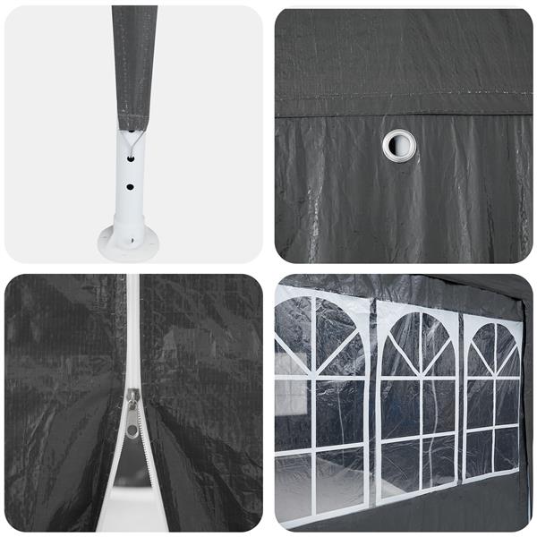 Grote foto vidaxl partytent met 8 zijwanden anthraciet 4x4 m pe tuin en terras overige tuin en terras