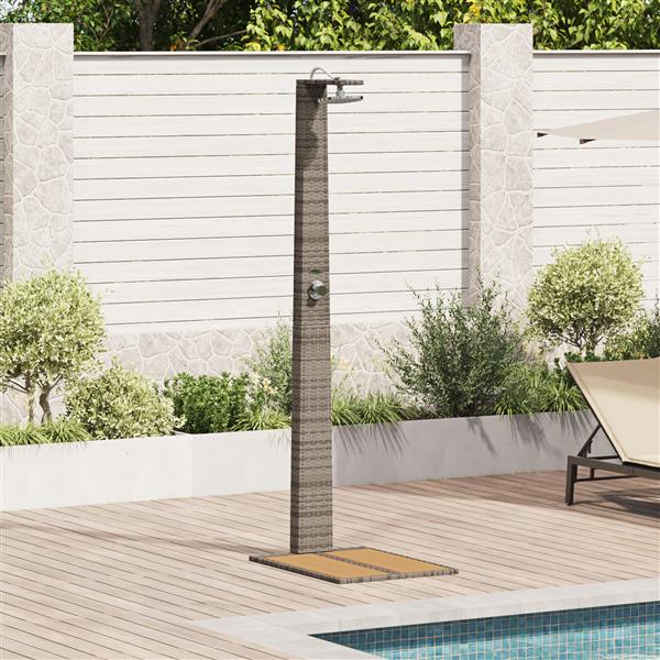 Grote foto vidaxl tuindouche grijs 60x80x214 cm poly riet tuin en terras zwembaden toebehoren