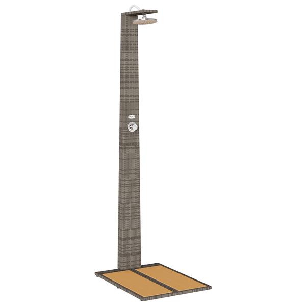 Grote foto vidaxl tuindouche grijs 60x80x214 cm poly riet tuin en terras zwembaden toebehoren