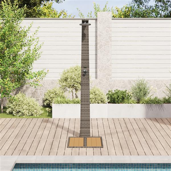 Grote foto vidaxl tuindouche grijs 60x80x214 cm poly riet tuin en terras zwembaden toebehoren