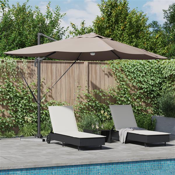 Grote foto vidaxl cantilever roma parasol met leds taupe 352x251x265 cm aluminium tuin en terras overige tuin en terras