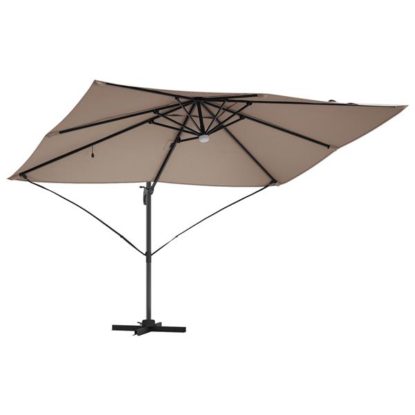 Grote foto vidaxl cantilever roma parasol met leds taupe 352x251x265 cm aluminium tuin en terras overige tuin en terras