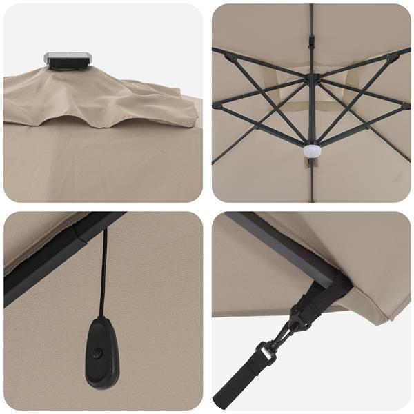 Grote foto vidaxl cantilever roma parasol met leds taupe 352x251x265 cm aluminium tuin en terras overige tuin en terras
