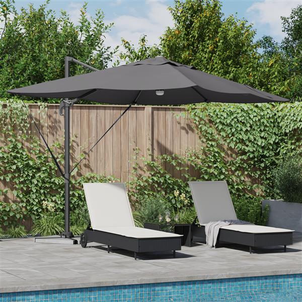 Grote foto vidaxl cantilever roma parasol met led grijs 352x251x265 cm aluminium tuin en terras overige tuin en terras