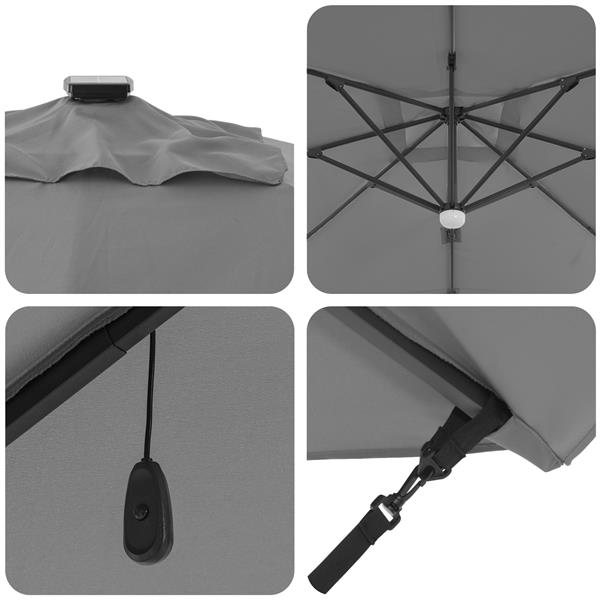 Grote foto vidaxl cantilever roma parasol met led grijs 352x251x265 cm aluminium tuin en terras overige tuin en terras