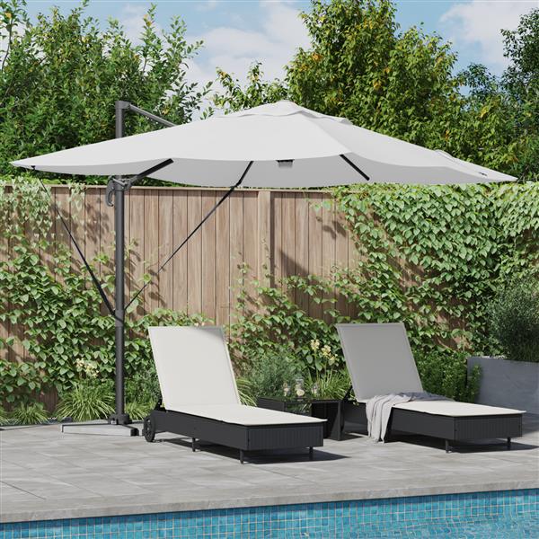 Grote foto vidaxl parasol cantilever roma met led sand 352x251x265 cm aluminium tuin en terras overige tuin en terras
