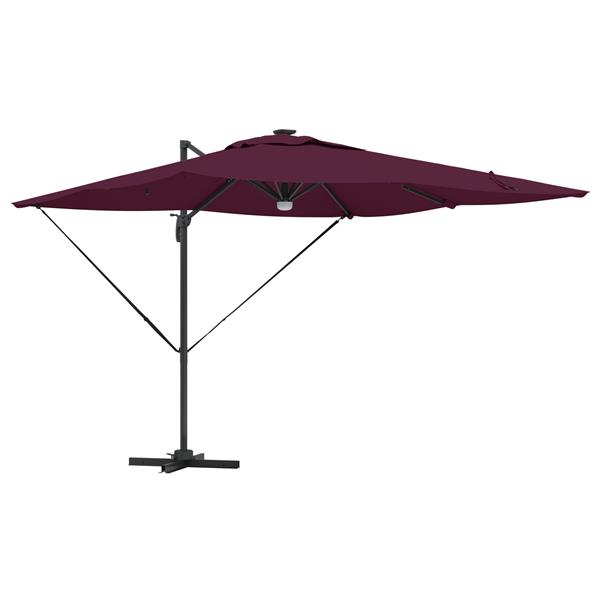 Grote foto vidaxl cantilever roma parasol met led bordeaux rood 286x285x270 cm aluminium tuin en terras overige tuin en terras