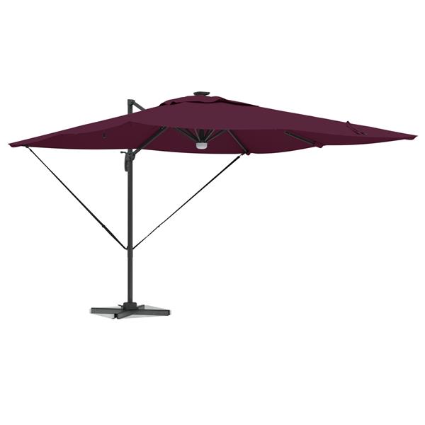 Grote foto vidaxl cantilever roma parasol met led bordeaux rood 286x285x270 cm aluminium tuin en terras overige tuin en terras
