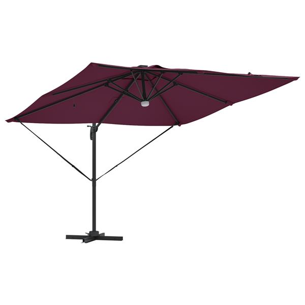 Grote foto vidaxl cantilever roma parasol met led bordeaux rood 286x285x270 cm aluminium tuin en terras overige tuin en terras