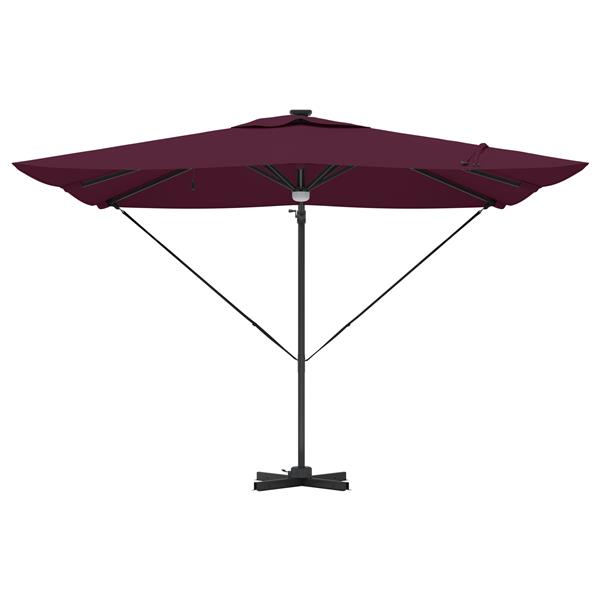 Grote foto vidaxl cantilever roma parasol met led bordeaux rood 286x285x270 cm aluminium tuin en terras overige tuin en terras