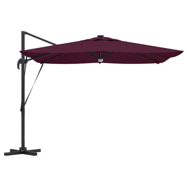 Grote foto vidaxl cantilever roma parasol met led bordeaux rood 286x285x270 cm aluminium tuin en terras overige tuin en terras