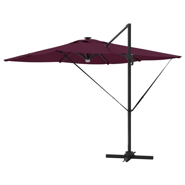 Grote foto vidaxl cantilever roma parasol met led bordeaux rood 286x285x270 cm aluminium tuin en terras overige tuin en terras