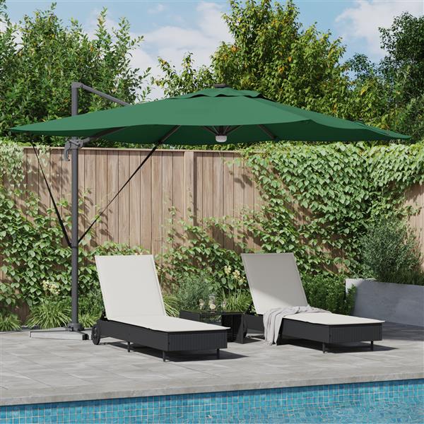 Grote foto vidaxl cantilever roma parasol met led groen 286x285x270 cm aluminium tuin en terras overige tuin en terras