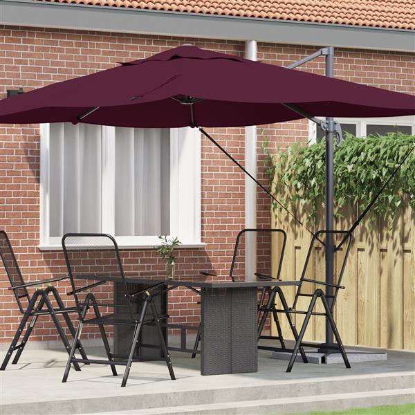 Grote foto vidaxl hangparasol bordeaux rood 352x251x260 cm van aluminium tuin en terras overige tuin en terras