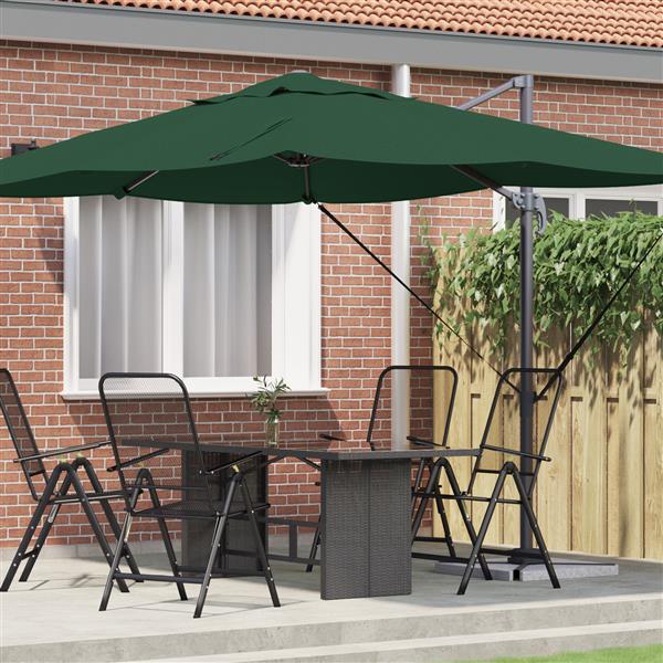 Grote foto vidaxl cantilever roma parasol groen 352x251x260 cm aluminium tuin en terras overige tuin en terras