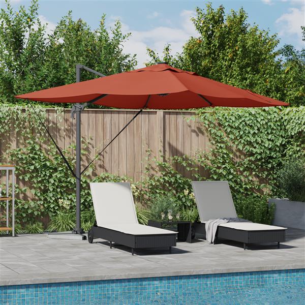 Grote foto vidaxl cantilever roma parasol met led terracotta 352x251x265 cm aluminium tuin en terras overige tuin en terras