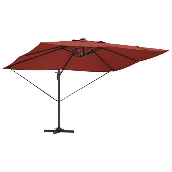 Grote foto vidaxl cantilever roma parasol met led terracotta 352x251x265 cm aluminium tuin en terras overige tuin en terras