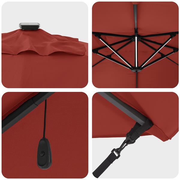 Grote foto vidaxl cantilever roma parasol met led terracotta 352x251x265 cm aluminium tuin en terras overige tuin en terras