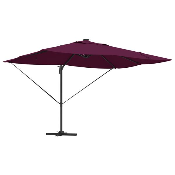Grote foto vidaxl cantilever roma parasol met led bordeauxrood 352x251x265 cm aluminium tuin en terras overige tuin en terras