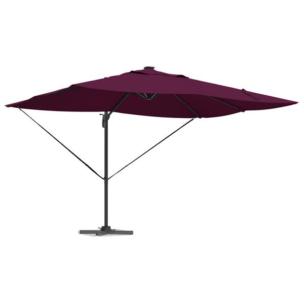 Grote foto vidaxl cantilever roma parasol met led bordeauxrood 352x251x265 cm aluminium tuin en terras overige tuin en terras