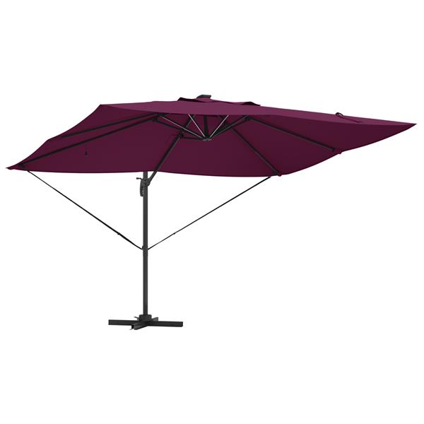 Grote foto vidaxl cantilever roma parasol met led bordeauxrood 352x251x265 cm aluminium tuin en terras overige tuin en terras