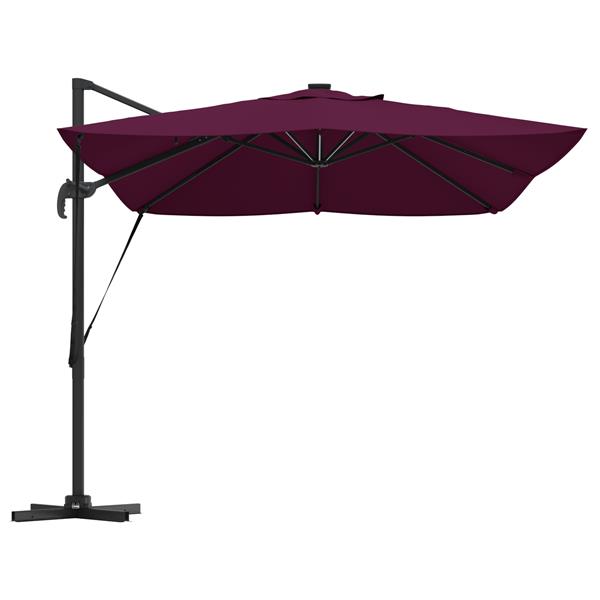 Grote foto vidaxl cantilever roma parasol met led bordeauxrood 352x251x265 cm aluminium tuin en terras overige tuin en terras