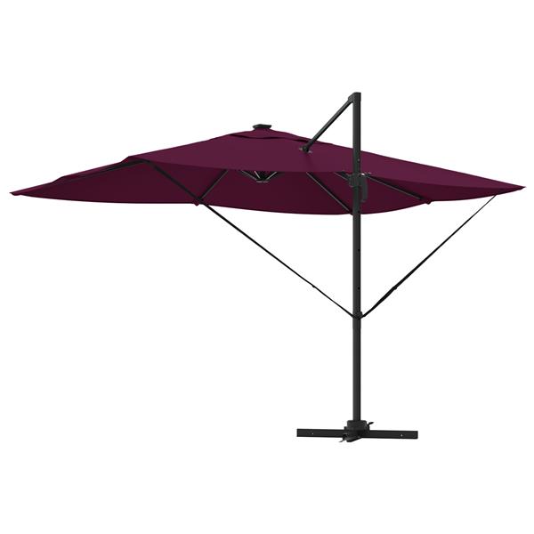 Grote foto vidaxl cantilever roma parasol met led bordeauxrood 352x251x265 cm aluminium tuin en terras overige tuin en terras