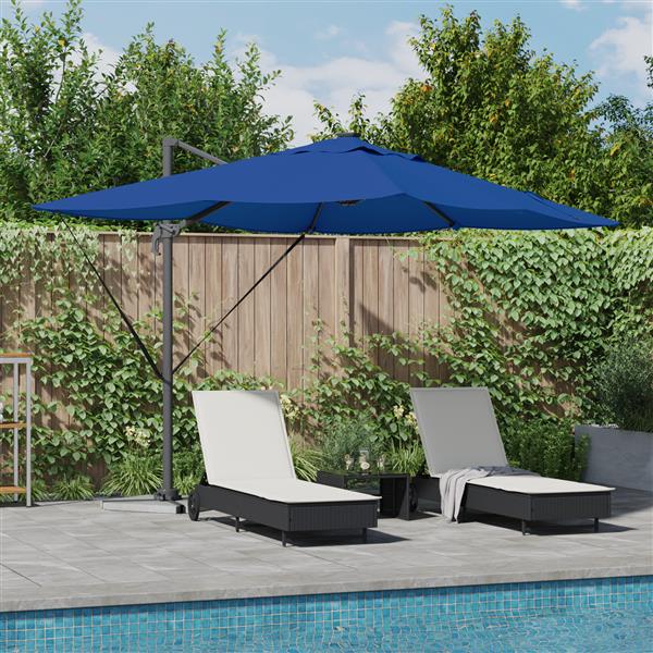 Grote foto vidaxl cantilever roma parasol met leds azure blauw 352x251x265 cm aluminium tuin en terras overige tuin en terras