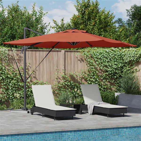Grote foto vidaxl cantilever roma parasol met led terracotta 286x285x270 cm aluminium tuin en terras overige tuin en terras