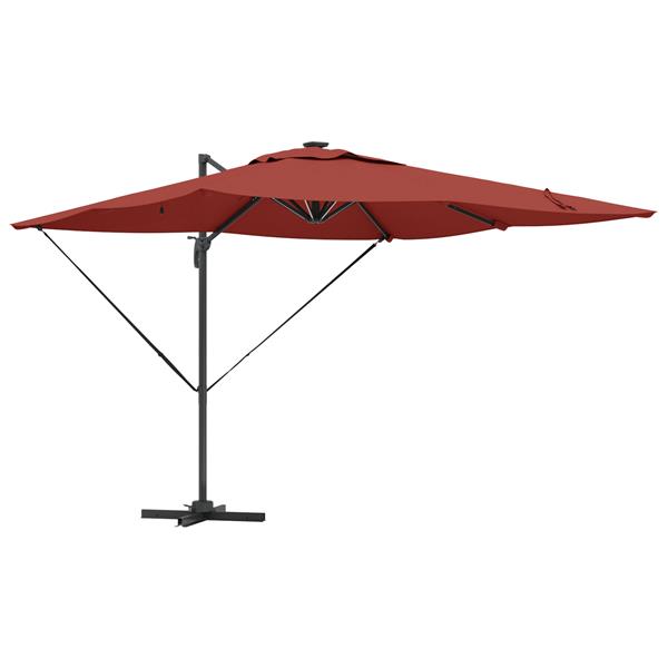 Grote foto vidaxl cantilever roma parasol met led terracotta 286x285x270 cm aluminium tuin en terras overige tuin en terras
