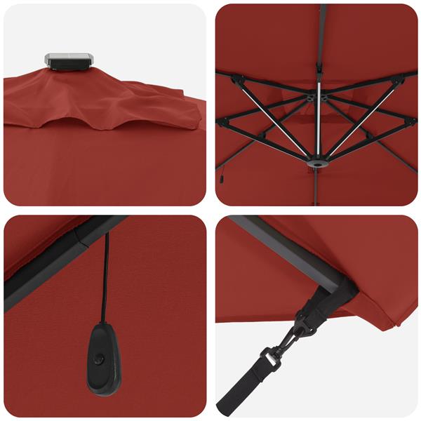 Grote foto vidaxl cantilever roma parasol met led terracotta 286x285x270 cm aluminium tuin en terras overige tuin en terras