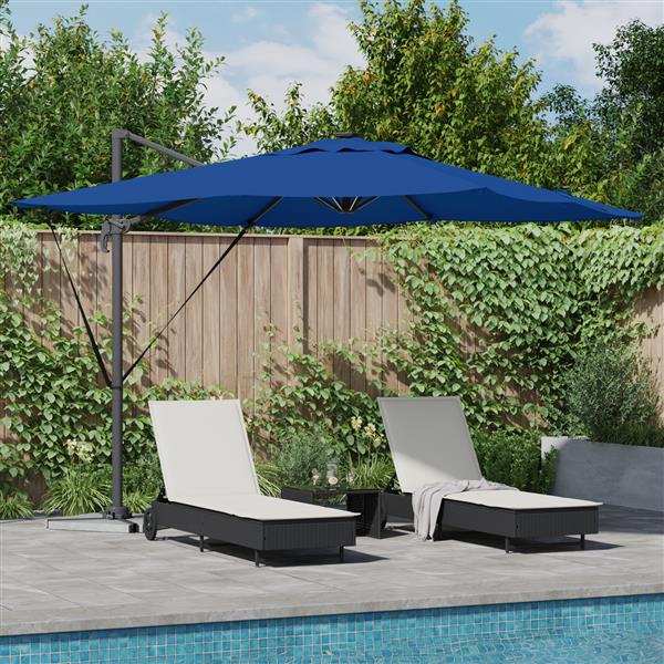 Grote foto vidaxl cantilever roma parasol met led azurblauw 286x285x270 cm van aluminium tuin en terras overige tuin en terras