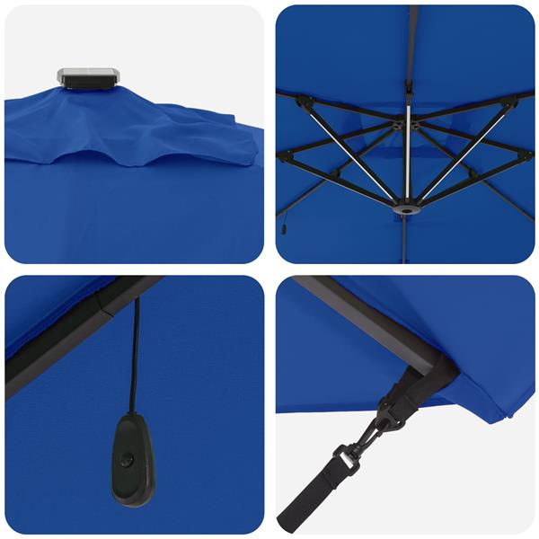 Grote foto vidaxl cantilever roma parasol met led azurblauw 286x285x270 cm van aluminium tuin en terras overige tuin en terras