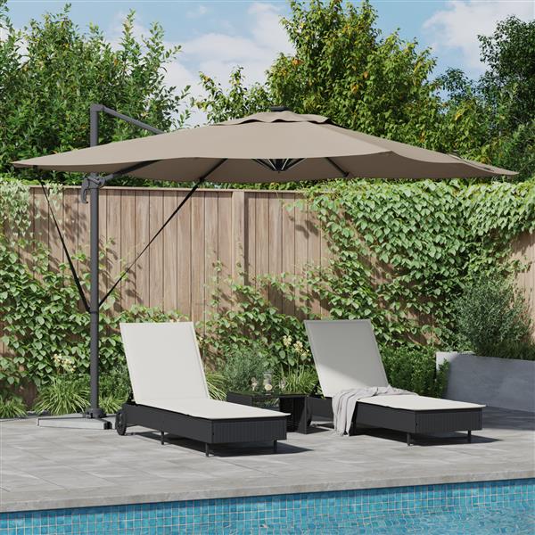 Grote foto vidaxl cantilever roma parasol met led in taupe 286x285x270 cm van aluminium tuin en terras overige tuin en terras