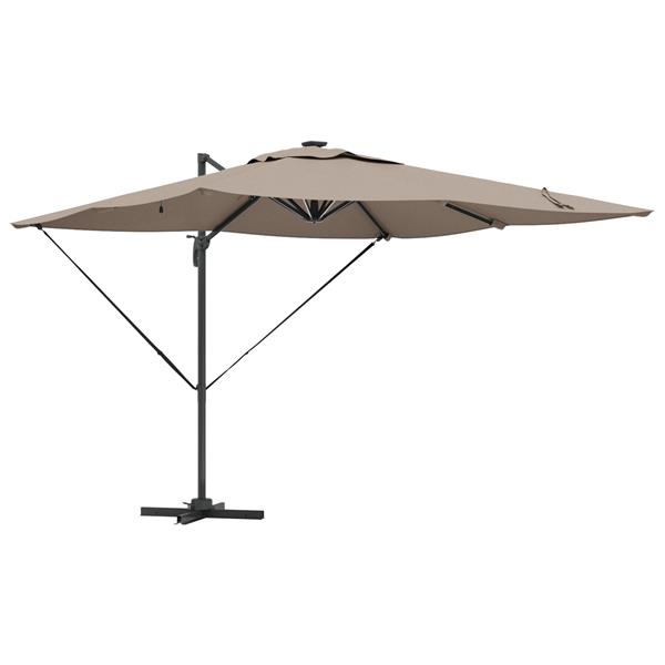 Grote foto vidaxl cantilever roma parasol met led in taupe 286x285x270 cm van aluminium tuin en terras overige tuin en terras