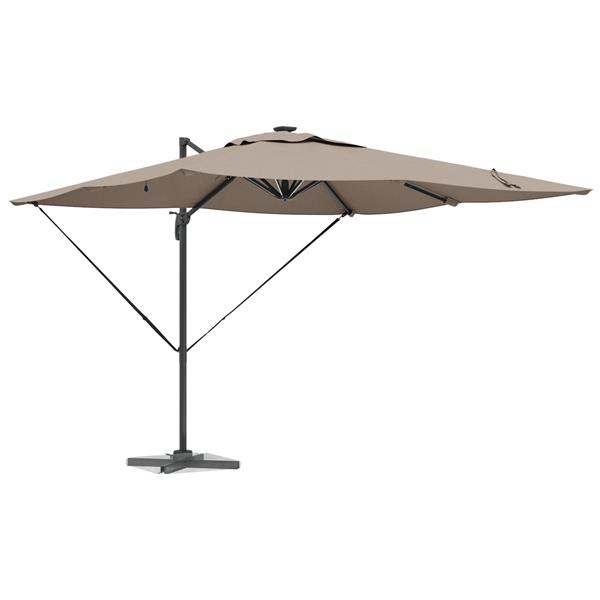 Grote foto vidaxl cantilever roma parasol met led in taupe 286x285x270 cm van aluminium tuin en terras overige tuin en terras