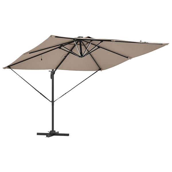 Grote foto vidaxl cantilever roma parasol met led in taupe 286x285x270 cm van aluminium tuin en terras overige tuin en terras